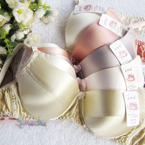 Pure silk Bra Double Faced Real Silk Wire Sponge Thin 100% Mulberry Silk Bras 34/75-42/95AB FREE SHIPPING ► Photo 1/6