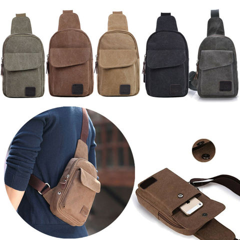 Hot Men's Small Chest Sling Bag Canvas Travel Hiking Casual Zipper Cross Body Messenger Shoulder Backpack Small ► Photo 1/6