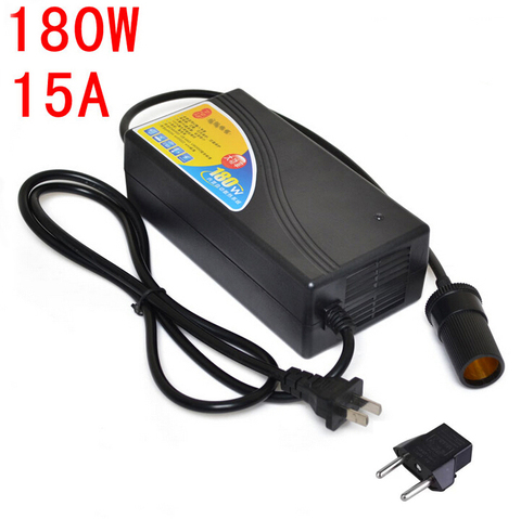 180W Power converter ac 220v(100~250v) input dc 12V 15A output adapter car power supply cigarette lighter plug ► Photo 1/2