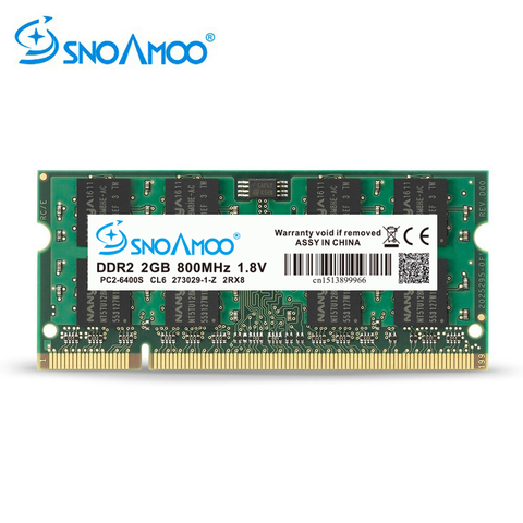 SNOAMOO Laptop RAMs DDR2 2GB 667MHz PC2-5300S 800MHz PC2-6400S 200Pin CL5 CL6 1.8V 2Rx8 SO-DIMM Computer Memory Warranty ► Photo 1/6