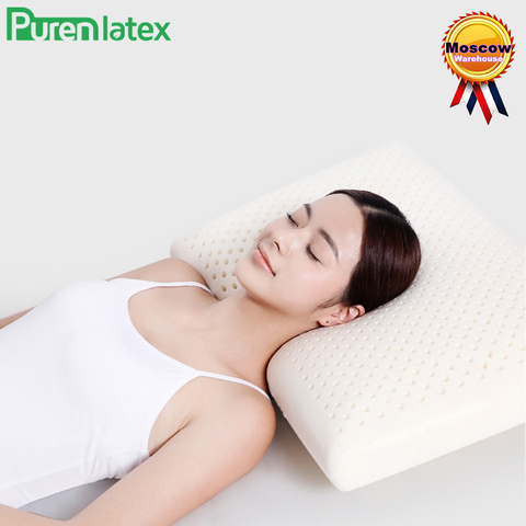 PurenLatex 60x40x11 Thailand Natural Latex Orthopedic Massage Pillow Neck Cervical Spine Protected Remedial Big Vertebrae Pillow ► Photo 1/6