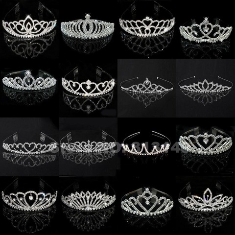 Wholesale Bridal Wedding Crystal Rhinestone Crown Heart Crown Pageant Silver Color Women Children Tiaras Hair Comb Headband ► Photo 1/6