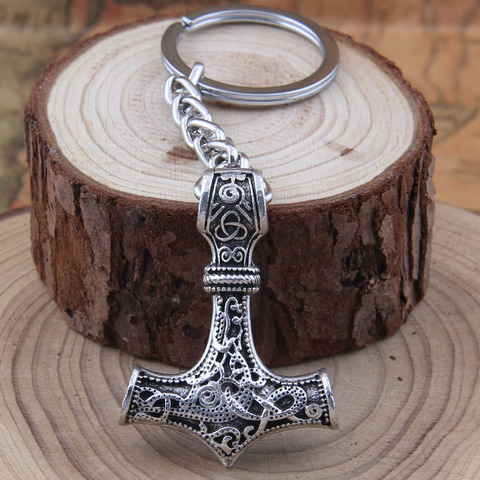 dropshipping 1pcs thor's hammer mjolnir pendant Keychain viking scandinavian norse viking Keychain Men gift ► Photo 1/6