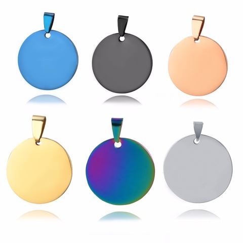 Military Army ID 6 Colors Stainless Steel  Name Blank Round  Dog Tags Pendant Engraved Quality Necklace Jewelry ► Photo 1/6