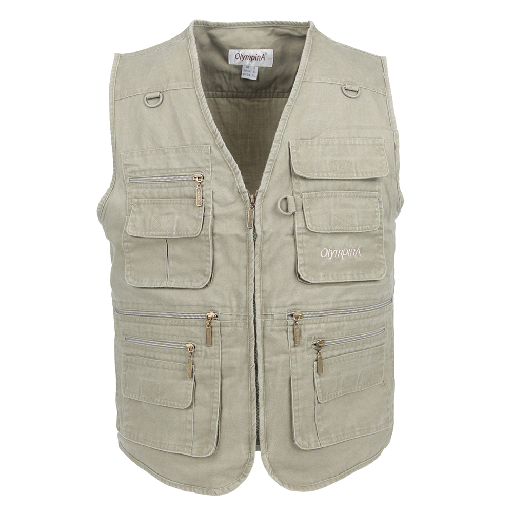 Men's Outdoor Pocket Fishing cotton Vest Photo Travel Waistcoat Work Jacket