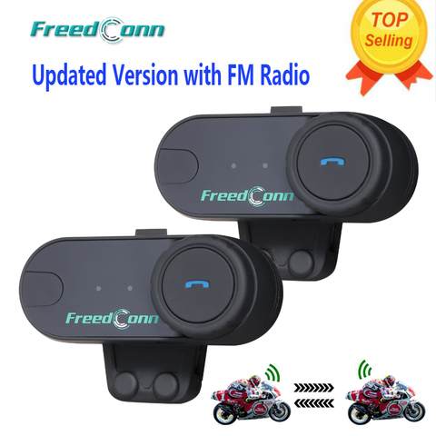 Free Shipping!!Updated Version !! 2PCS Original T-COMVB BT Bluetooth Motorcycle Helmet Intercom Interphone Headset with FM Radio ► Photo 1/6