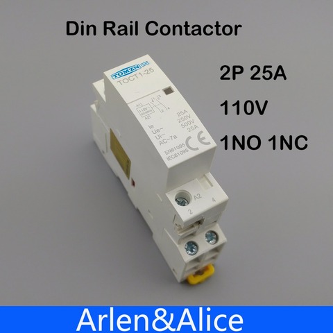 TOCT1 2P 25A 110V COIL 230V 50/60HZ Din rail Household ac Modular contactor 1NC 1NO ► Photo 1/6
