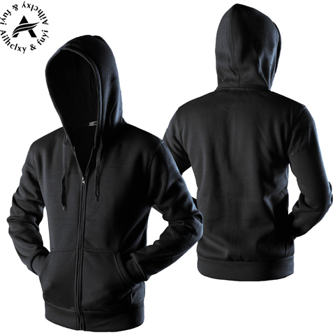 New 2017 Plain Mens Zip Up Hoody Jacket Sweatshirt Hooded Zipper male Top Outerwear Black Gray Boutique men Free shipping ► Photo 1/6