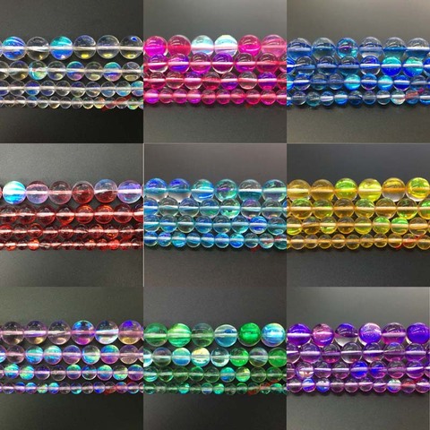 Austria Crystal Synthesis Glitter Moon Stone Soomth matte Beads For Jewelry Making DIY Bracelet Necklace 6/8/10/12 mm Strand 15' ► Photo 1/4