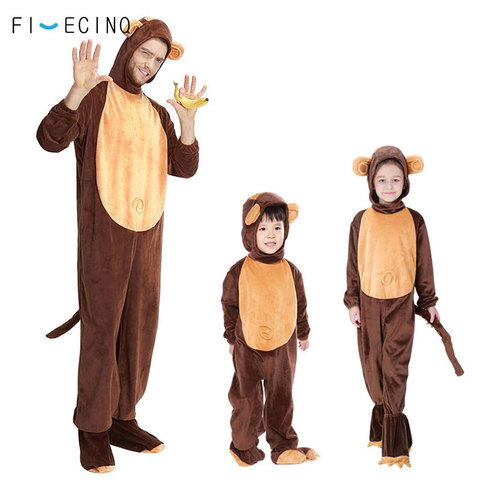 Halloween Family Matching Pajama Suit Animal Brown Monkey Cosplay Costume Funny Carnival Jumpsuit Kigurumis Adult Kid Men Women ► Photo 1/6