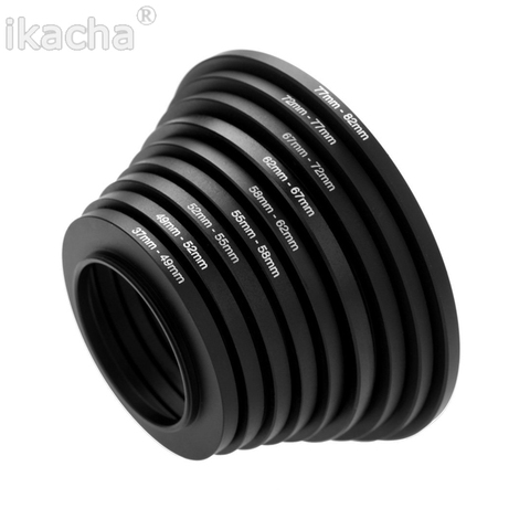 8pcs 49-52 52-55 55-58 58-62 62-67 67-72 72-77 77-82mm Metal Camera Lens Filter Adapter Ring Thread Male to Female Step Up ► Photo 1/4