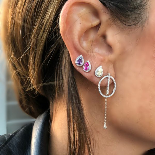 birthstone colorful tear waterdrop stud earring for wedding bridal gift fashion elegance cubic zirconia jewelry ► Photo 1/6