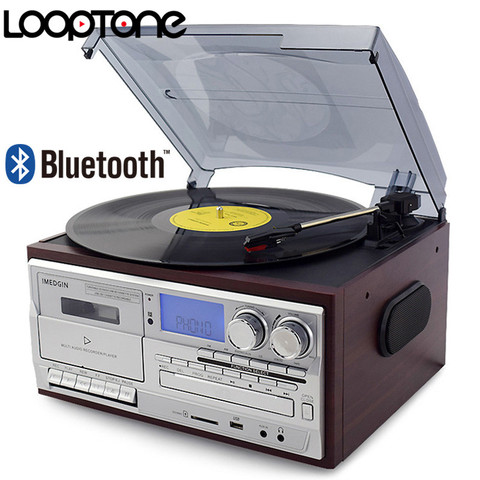 LoopTone 3 Speed Bluetooth Turntable Vinyl LP Record Player Vintage Gramophone Phono CD&Cassette  FM/AM Radio USB Recorder ► Photo 1/6