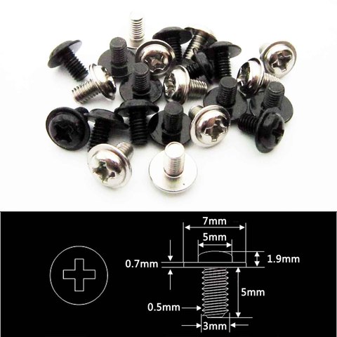 25pcs Cross Phillips Pan Head with Washer Screw M3*5mm for PC Case Motherboard CD DVD Rom Mount DIY Silver Black Computer D ► Photo 1/6