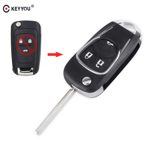 KEYYOU 3 Buttons Modified Flip Key Shell For Chevrolet Cruze Camaro Equinox Malibu Sonic Spark Volt Remote Folding Key Fob Case ► Photo 1/6
