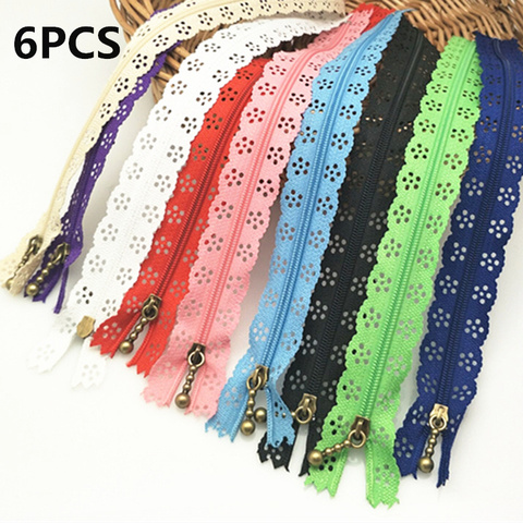 6pcs/lot  random color 25cm zippers lace nylon finish zipper for sewing wedding dress AA7452 ► Photo 1/6
