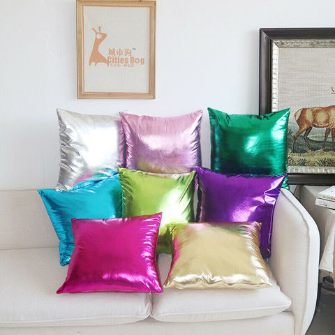 9 Colors  45x45cm Metallic Shine Solid Color Pillowcase PU Foil Hotel Bedroom Living Room Pillow Case Party Event Home Decoratio ► Photo 1/5