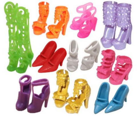 10pairs/lot Fashion Colorful Doll Accessories Shoes Heels Sandals For Barbie Dolls Best Gift For Girl Baby Toys Free Shipping ► Photo 1/3