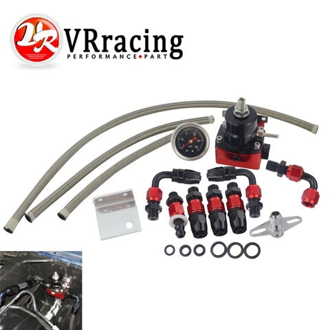 VR - Black&Red Universal fpr AN6 Fitting EFI fuel pressure regulator For 7MGTE MKIII with hose line.Fittings.Gauge VR7842BKRD ► Photo 1/6