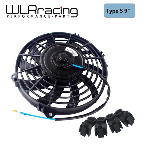 WLR RACING - 9 Inch Universal 12V 80W Slim Reversible Electric Radiator AUTO FAN Push Pull With mounting kit Type S 9