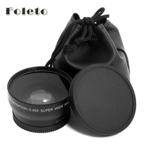 Foleto 52mm 0.45x Wide Angle & Macro Conversion Lens Front  Rear Cap for canon EF50/1.8II nikon d3100 d3200 18-55mm VR II lens ► Photo 1/6
