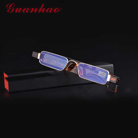 Guanhao Aniti Bue Light Ray Folding Reading Glasses Men Women Rotating Diopter Optical Computer Glasses Spectacles Oculos 1.5 ► Photo 1/4