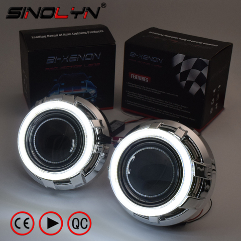 Sinolyn Headlight Lenses Angel Eyes Bi-xenon Lens 3.0 Pro HID Projector Retrofit COB LED Halo Car Lights Accessories DIY Tuning ► Photo 1/6