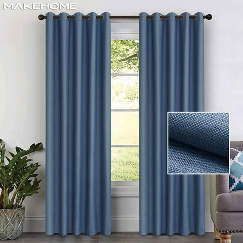 MAKEHOME Faux Linen Blackout Curtains for Bedroom Solid Modern Curtains for Living Room Window Blinds Drapes Accept Custom ► Photo 1/6