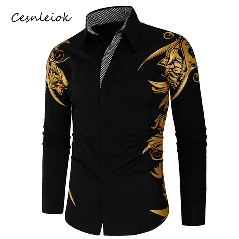 Spring Autumn Features Shirts Men Casual Gold Shirt New Arrival Long Sleeve Casual Slim Fit Male Shirts ► Photo 1/6