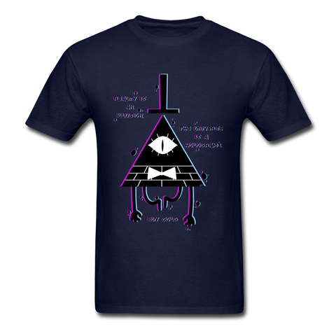 Male Tshirt Illusion Gravity Fall T Shirt Illuminati T-shirt Men Summer Big Size Cotton Crewneck Clothes Geometric Pattern Funny ► Photo 1/6