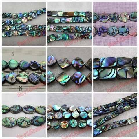 Free Shipping 15 inch strand of Abalone shell smooth Rounded flower Square hexagon oval  Rectangle Beads For Jewelry making diy ► Photo 1/6