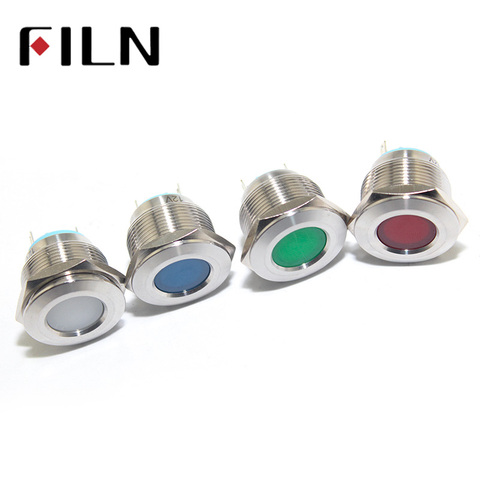 LED Metal 22mm flat round Signal lamp LIGHT 3V 6V 12V 24V 220v  red yellow blue white Indicator light ► Photo 1/1