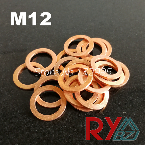 Copper Flat Washer M12 Seal Gasket inner diameter 12mm Sealing Ring Thin Sheet T3 Red copper washer ► Photo 1/6
