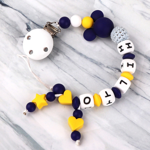TYRY.HU 1pc DIY Silicone Baby Pacifier Clip Personalised Name Colorful Pacifier Chain Teething BPA Free Silicone Abacus Dummy ► Photo 1/6