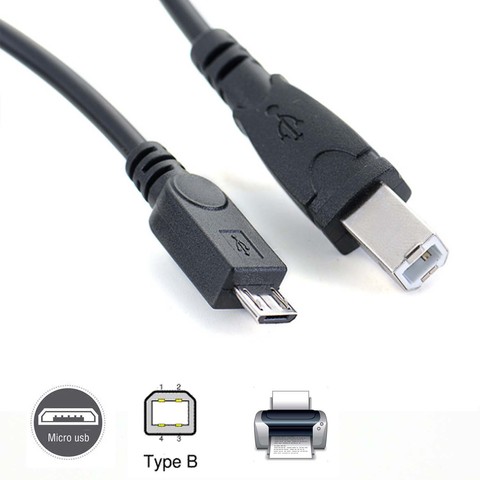 micro usb Male to USB B Male Data OTG Cable Cord Phone Printer