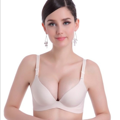 One-piece Smooth Surface Push Up Bra Comfortable Seamless Wire Free Adjustasble Sexy Every Day 3/4 Cup Solid Soutien Gorge ► Photo 1/6