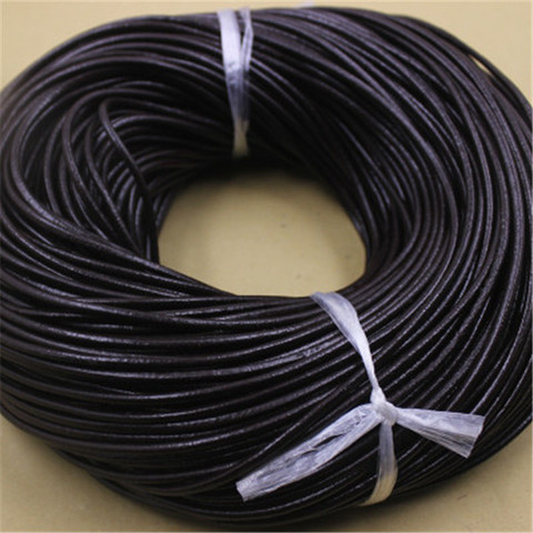2m/lot 1mm 2mm 3mm 4mm 5mm 6mm 8mm Round Black Genuine Cow Leather Cord Necklace Findings Leather Rope String Jewelry Making ► Photo 1/2