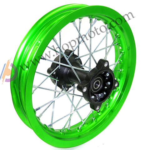 Dirt bike Pit bike Wheel Rims Green 12mm or 15mm Axle 1.85x12