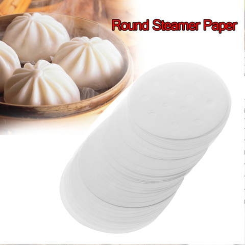 50pcs/pack Bamboo Basket Steamer Paper Kitchen Bamboo Steamer Dim Sum Paper Under Steam Mat Round Non Stick Steamer Paper ► Photo 1/6