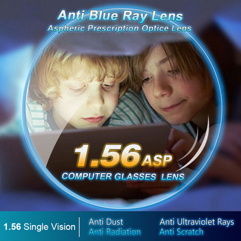 1.56 Anti-Blue Ray Single Vision Aspheric Optical Lenses Prescription Vision Correction Computer Reading Lens for women and men ► Photo 1/5