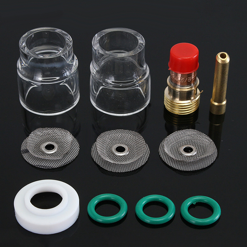 9pcs Kit For WP-17/18/26 TIG Welding Torch Stubby Gas Lens #12 Heat Glass Cup 