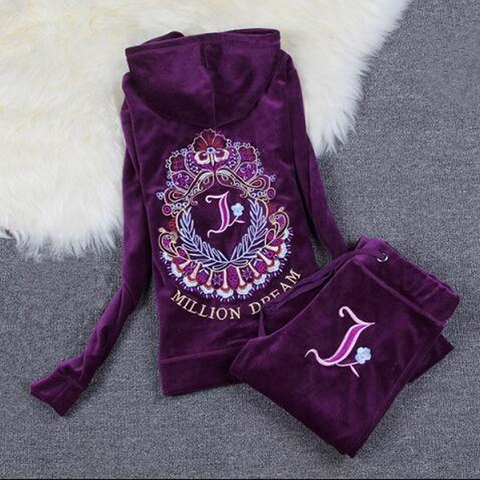Spring / Fall  / 2022 Women'S Brand Velvet Fabric Tracksuits Velour Suit Women  Track Suit Hoodies And Pants ► Photo 1/6