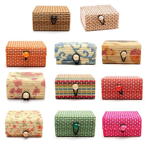 Cute Bamboo Wooden Ring Necklace Earrings Case Makeup Case Holder 11 Colors Cute Jewelry Box Storage Organizer ► Photo 1/6