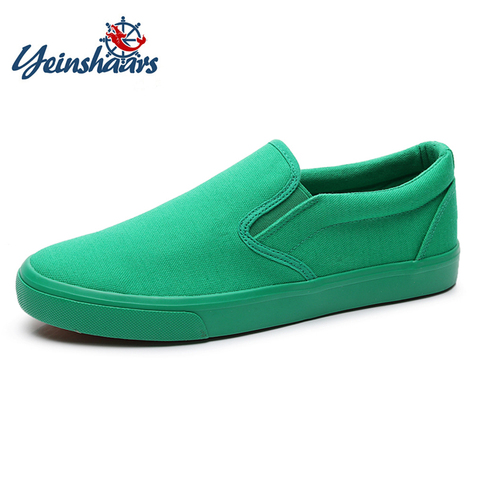 YEINSHAARS New Canvas Driving Shoes Men Green Black Yellow White Vulcanized Lazy Canvas Shoes Mens Designer Sneakers Fashion Men ► Photo 1/6