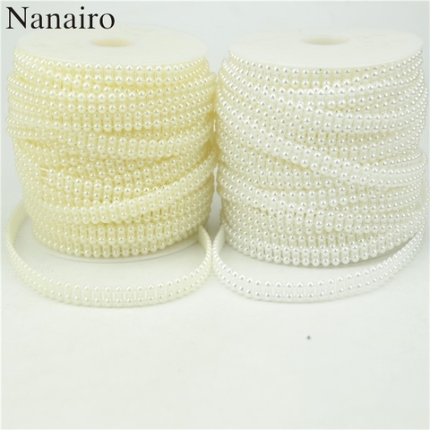 5Meters/Roll Double Row Pearls White/Ivory Cotton Line Pearls Beads Chain Garland For Flowers Wedding Party Decoration ► Photo 1/3