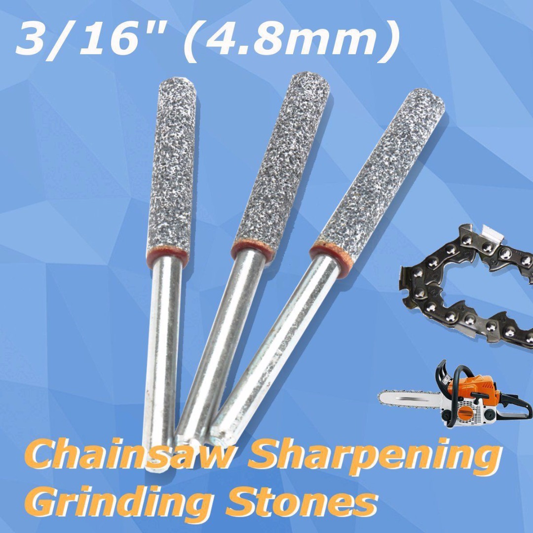 4.8mm 3/16 Chainsaw Sharpener Burr Grinding Stone File Chain Saw Sharpening Part 