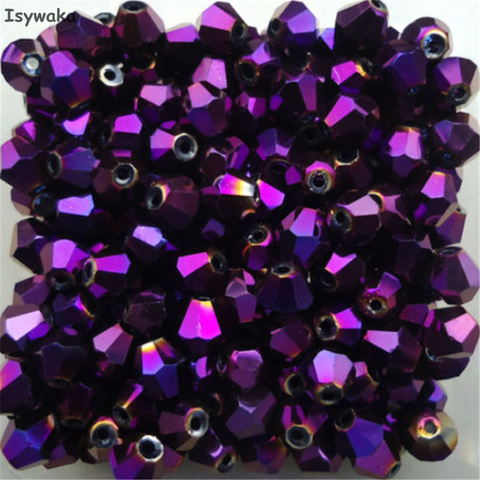Isywaka Sale New Purple 100pcs 4mm Bicone Austria Crystal Beads charm Glass Beads Loose Spacer Bead for DIY Jewelry Making ► Photo 1/6