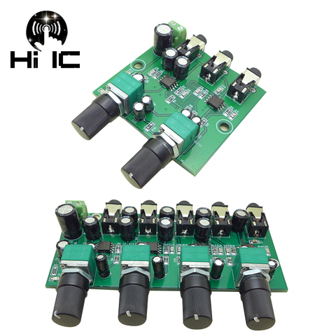2 Ways/4 Ways Stereo Audio Mixer Board Drive Headphone Amplifier Mixing Board DIY NJM3414 Two/Four Inputs One Output ► Photo 1/4