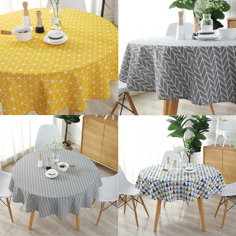 Linen Printing Tablecloth Round Table Cloth 1 Pcs Table Cover Nordic Polyester Cotton Home Kitchen Decoration 150cm ► Photo 1/5