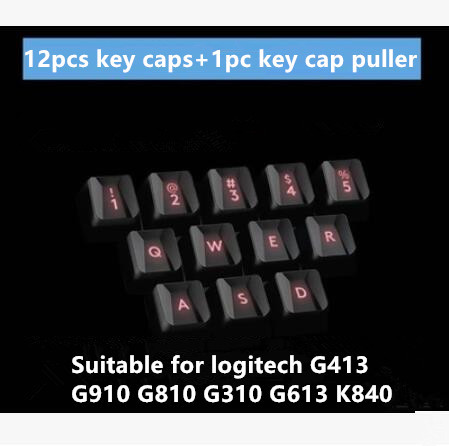 12pcs/set original new key caps for Logitech G413 also suitable for logitech G910 G810 G310 G613 K840 gaming bump keycaps ► Photo 1/5